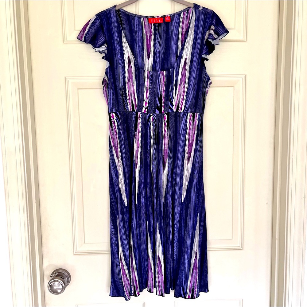 🌸3/$25 ELLE Purple & White Stripe Fit Empire Waist Lightweight Summer Dress - Picture 10 of 12